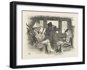 Alice in the Railway Carriage Closely Observed by the Guard-John Tenniel-Framed Art Print