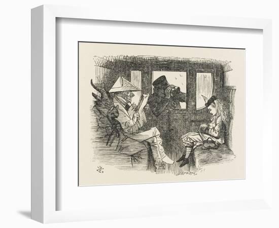 Alice in the Railway Carriage Closely Observed by the Guard-John Tenniel-Framed Art Print