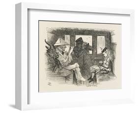 Alice in the Railway Carriage Closely Observed by the Guard-John Tenniel-Framed Art Print