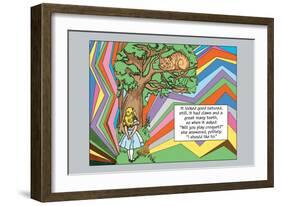 Alice in Wonderland: Alice and the Cheshire Cat-John Tenniel-Framed Art Print