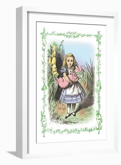 Alice in Wonderland: Alice and the Pig-Baby-John Tenniel-Framed Art Print