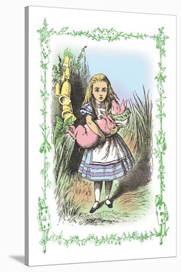 Alice in Wonderland: Alice and the Pig-Baby-John Tenniel-Stretched Canvas