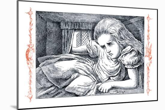 Alice in Wonderland: Alice Grows Large-John Tenniel-Mounted Premium Giclee Print