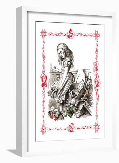 Alice in Wonderland: Alice Tips over the Jury Box-John Tenniel-Framed Art Print