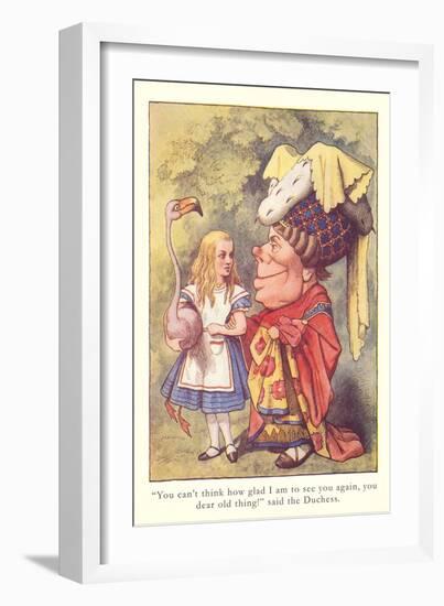 Alice in Wonderland, Duchess and Flamingo-null-Framed Art Print