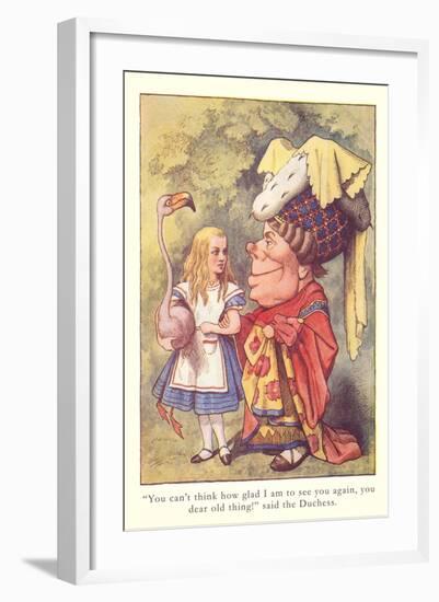 Alice in Wonderland, Duchess and Flamingo-null-Framed Art Print