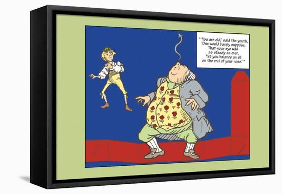 Alice in Wonderland: Father William Balances an Eel-John Tenniel-Framed Stretched Canvas