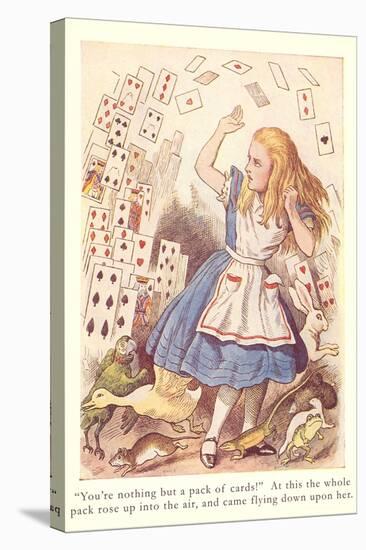 Alice in Wonderland, Flying Cards-null-Stretched Canvas