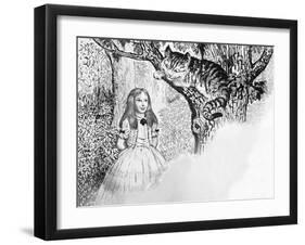 Alice in Wonderland Meets the Cheshire Cat-Ken Petts-Framed Giclee Print