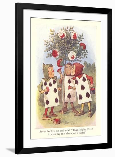 Alice in Wonderland, Painting Roses-null-Framed Art Print