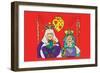 Alice in Wonderland: The King and Queen of Hearts-John Tenniel-Framed Art Print