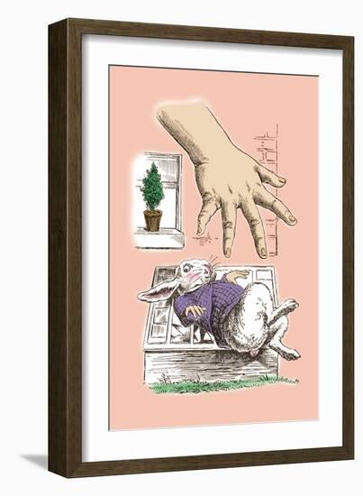 Alice in Wonderland: The White Rabbit and Alice's Big Hand-John Tenniel-Framed Art Print