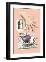 Alice in Wonderland: The White Rabbit and Alice's Big Hand-John Tenniel-Framed Art Print