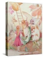 Alice in Wonderland with Peter the Lizard-Charles Maurice Detmold-Stretched Canvas