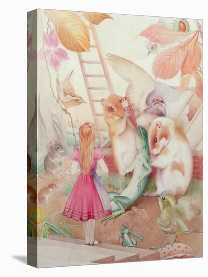 Alice in Wonderland with Peter the Lizard-Charles Maurice Detmold-Stretched Canvas