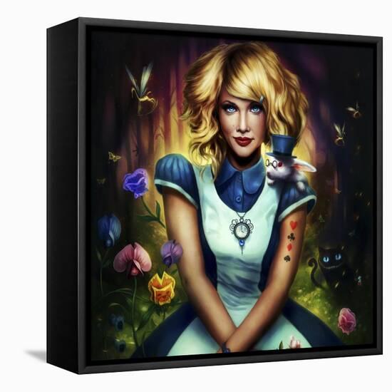 Alice in Wonderland-JoJoesArt-Framed Stretched Canvas