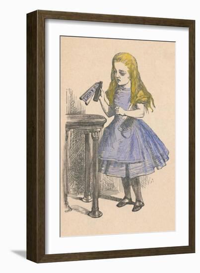 'Alice looking at the bottle with the sign 'drink me''', 1889-John Tenniel-Framed Giclee Print