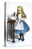 'Alice looking at the bottle with the sign 'drink me''', 1889-John Tenniel-Stretched Canvas