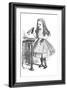'Alice looking at the bottle with the sign 'drink me''', 1889-John Tenniel-Framed Giclee Print