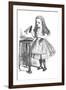 'Alice looking at the bottle with the sign 'drink me''', 1889-John Tenniel-Framed Giclee Print