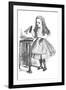 'Alice looking at the bottle with the sign 'drink me''', 1889-John Tenniel-Framed Giclee Print