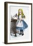 'Alice looking at the bottle with the sign 'drink me''', 1889-John Tenniel-Framed Giclee Print