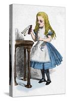 'Alice looking at the bottle with the sign 'drink me''', 1889-John Tenniel-Stretched Canvas