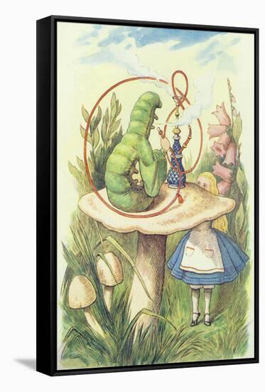 Alice Meets the Caterpillar, Illustration from Alice in Wonderland by Lewis Carroll-John Tenniel-Framed Stretched Canvas