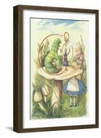 Alice Meets the Caterpillar, Illustration from Alice in Wonderland by Lewis Carroll-John Tenniel-Framed Giclee Print