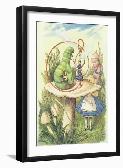 Alice Meets the Caterpillar, Illustration from Alice in Wonderland by Lewis Carroll-John Tenniel-Framed Giclee Print