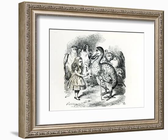 Alice Meets the Dodo, Illustration from Alice's Adventures in Wonderland, by Lewis Carroll, 1865-John Tenniel-Framed Giclee Print