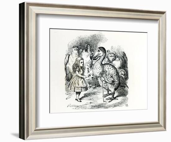 Alice Meets the Dodo, Illustration from Alice's Adventures in Wonderland, by Lewis Carroll, 1865-John Tenniel-Framed Giclee Print