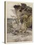 Alice, Mock-Turtle, Grypho-Arthur Rackham-Stretched Canvas