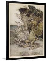 Alice, Mock-Turtle, Grypho-Arthur Rackham-Framed Art Print