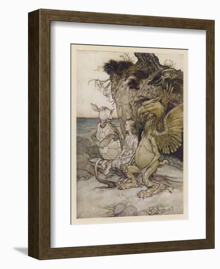 Alice, Mock-Turtle, Grypho-Arthur Rackham-Framed Art Print