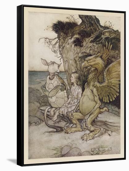 Alice, Mock-Turtle, Grypho-Arthur Rackham-Framed Stretched Canvas