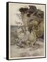 Alice, Mock-Turtle, Grypho-Arthur Rackham-Framed Stretched Canvas