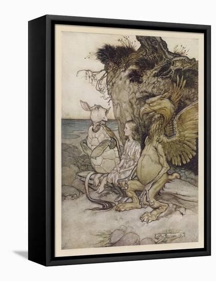 Alice, Mock-Turtle, Grypho-Arthur Rackham-Framed Stretched Canvas