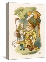 Alice Plays Croquet with the Duchess Using a Flamingo-John Tenniel-Stretched Canvas