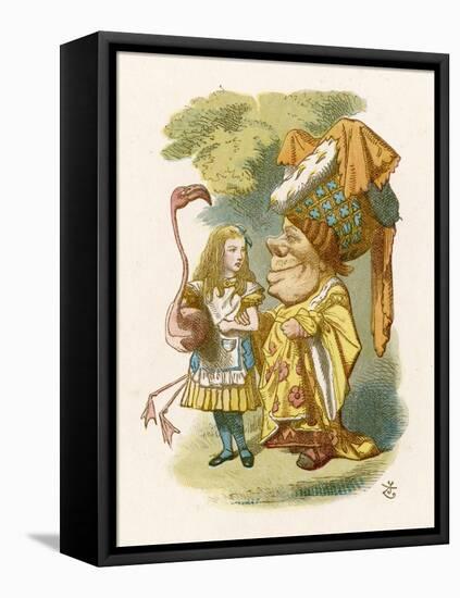 Alice Plays Croquet with the Duchess Using a Flamingo-John Tenniel-Framed Stretched Canvas