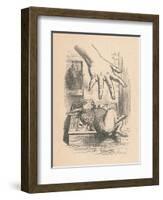 'Alice putting her hand down to the White Rabbit', 1889-John Tenniel-Framed Giclee Print