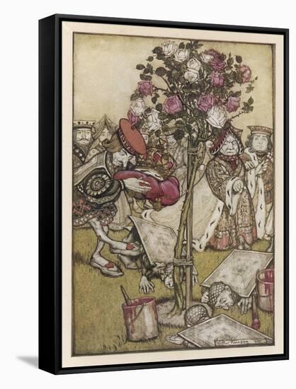 Alice: Rose-Garden,Cards-Arthur Rackham-Framed Stretched Canvas