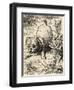 Alice Shrinks and Meets the Puppy, from 'Alice's Adventures in Wonderland' by Lewis Carroll,…-John Tenniel-Framed Giclee Print
