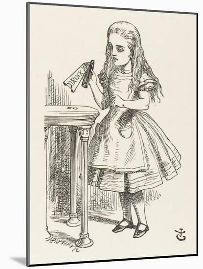 Alice Shrinks and Stretches Alice Finds the Bottle Labelled Drink Me-John Tenniel-Mounted Photographic Print
