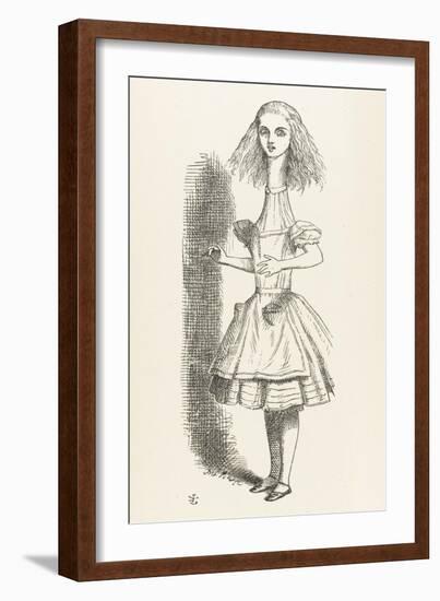 Alice Shrinks and Stretches Alice Stretches-John Tenniel-Framed Art Print