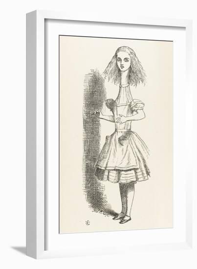 Alice Shrinks and Stretches Alice Stretches-John Tenniel-Framed Art Print