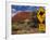 Alice Springs, Traffic Sign Beside Road Through Outback, Red Rocks of Olgas Behind, Australia-Amar Grover-Framed Photographic Print