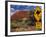 Alice Springs, Traffic Sign Beside Road Through Outback, Red Rocks of Olgas Behind, Australia-Amar Grover-Framed Photographic Print