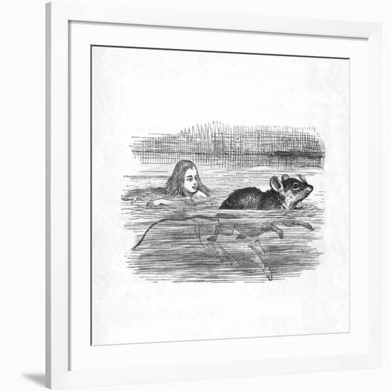 'Alice swimming with a mouse in a pool', 1889-John Tenniel-Framed Giclee Print