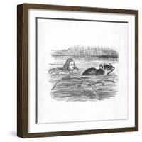 'Alice swimming with a mouse in a pool', 1889-John Tenniel-Framed Giclee Print